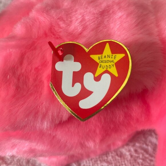 Ty Beanie Baby Pinky The Flamingo Plush Stuffed Animal 1998 Beanie Buddies w/Tag - Picture 3 of 6
